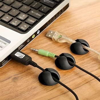 Obrázek z 5 ks Nalepovací držáky na kabely - černý 