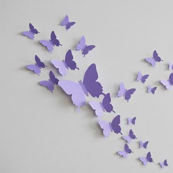 Obrázek z 3D motýlci na zeď - fialová 