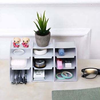 Obrázek Organizér na stůl s přihrádkami - světle šedý