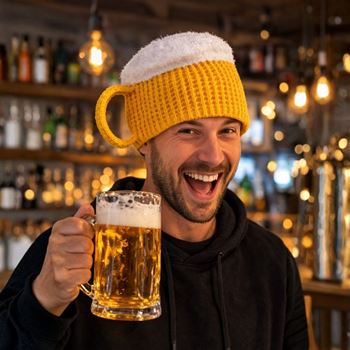 Obrázek z Pletená čepice - půllitr s uchem 