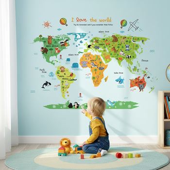 Obrázek Samolepka na zeď - dětská mapa světa