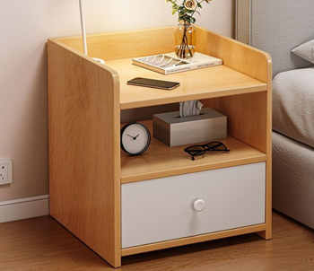 Obrázek Noční stolek se zásuvkou na klíč, světlé dřevo/bílý