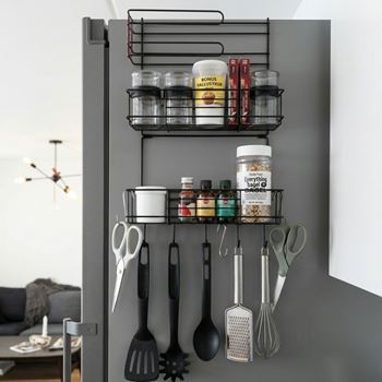 Obrázek Kovový organizér na lednici černý