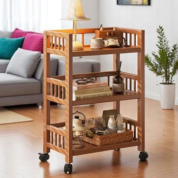 Obrázek Dřevěný odkládací stolek na kolečkách