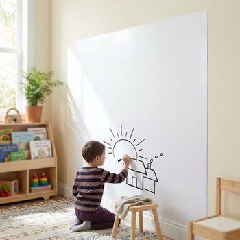 Obrázek Bílá popisovací a nalepovací tabule/fólie s hadříkem a fixou, 200x45 cm