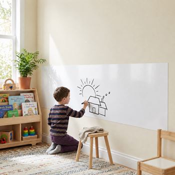 Obrázek Bílá popisovací a nalepovací tabule/fólie s hadříkem a fixou, 200x45 cm