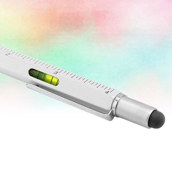 Obrázek Víceúčelové pero 6v1: propiska, stylus, pravítko, vodováha, 2x šroubovák